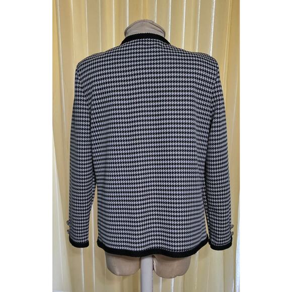Houndstooth Anthony Richards Black White Vintage Open Blazer size 16 academia - Picture 3 of 6